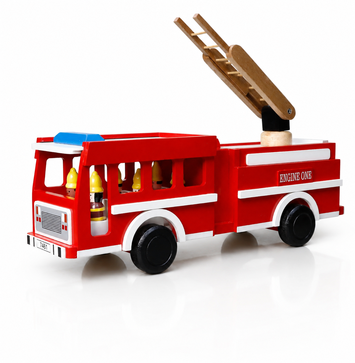 Wooden Firetruck with Firefighters