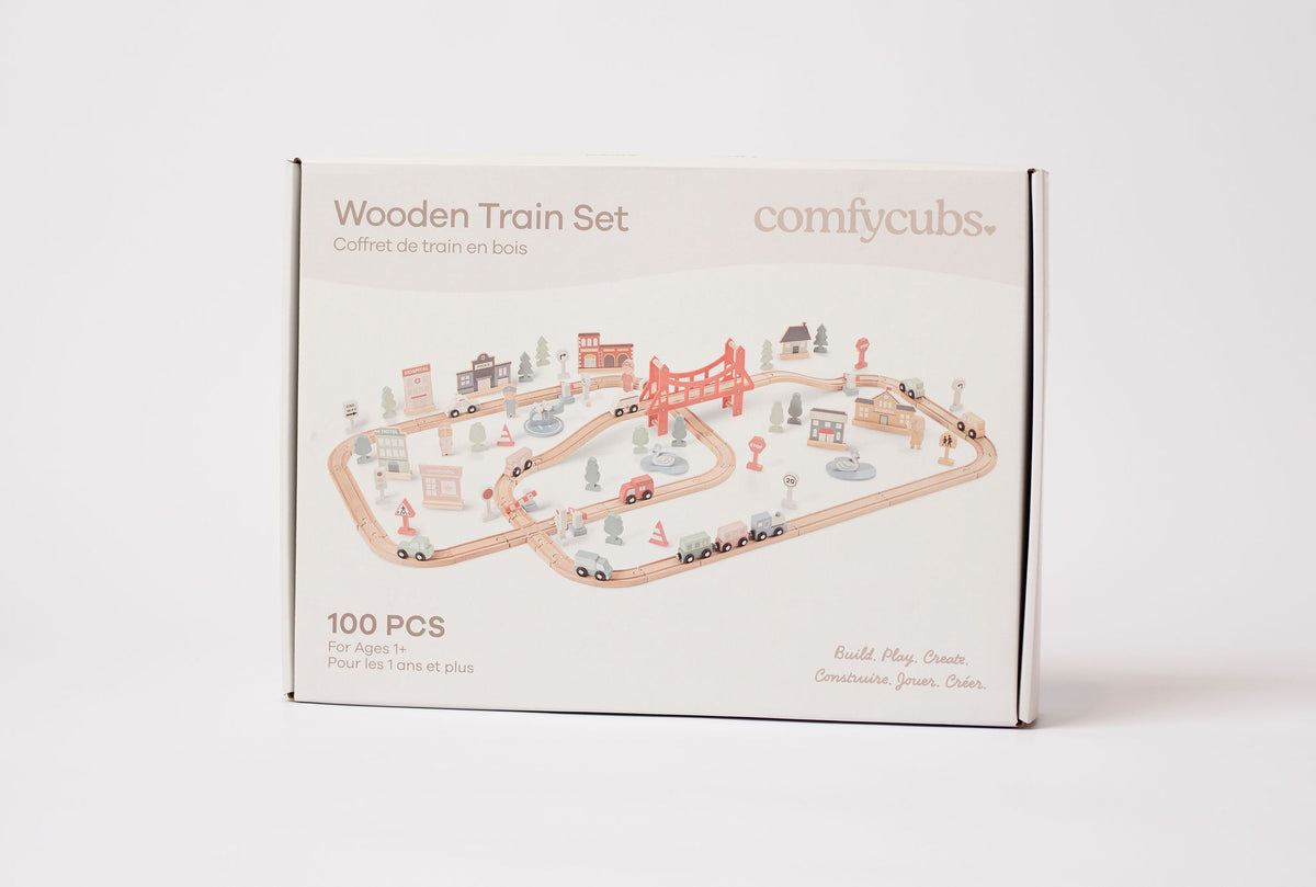 Comfy Cubs 100pc Wooden Train Set