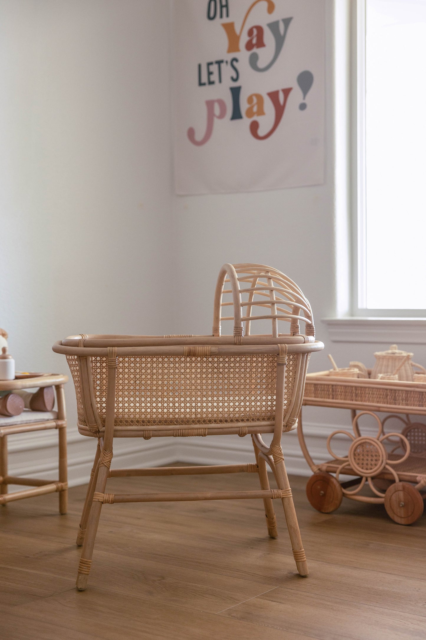 Dreamy Haven Rattan Doll Bassinet - New Larger Size