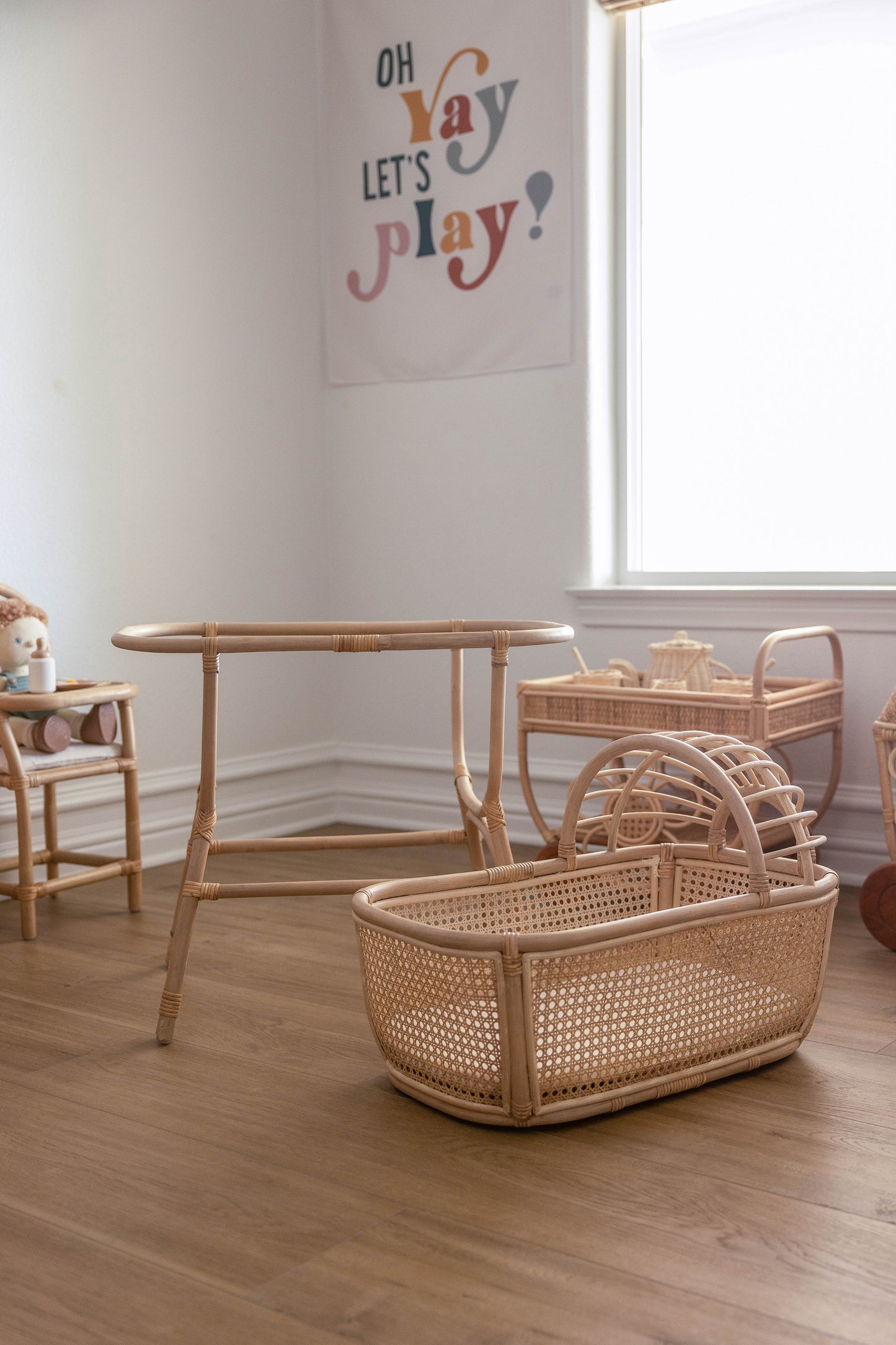 Dreamy Haven Rattan Doll Bassinet - New Larger Size