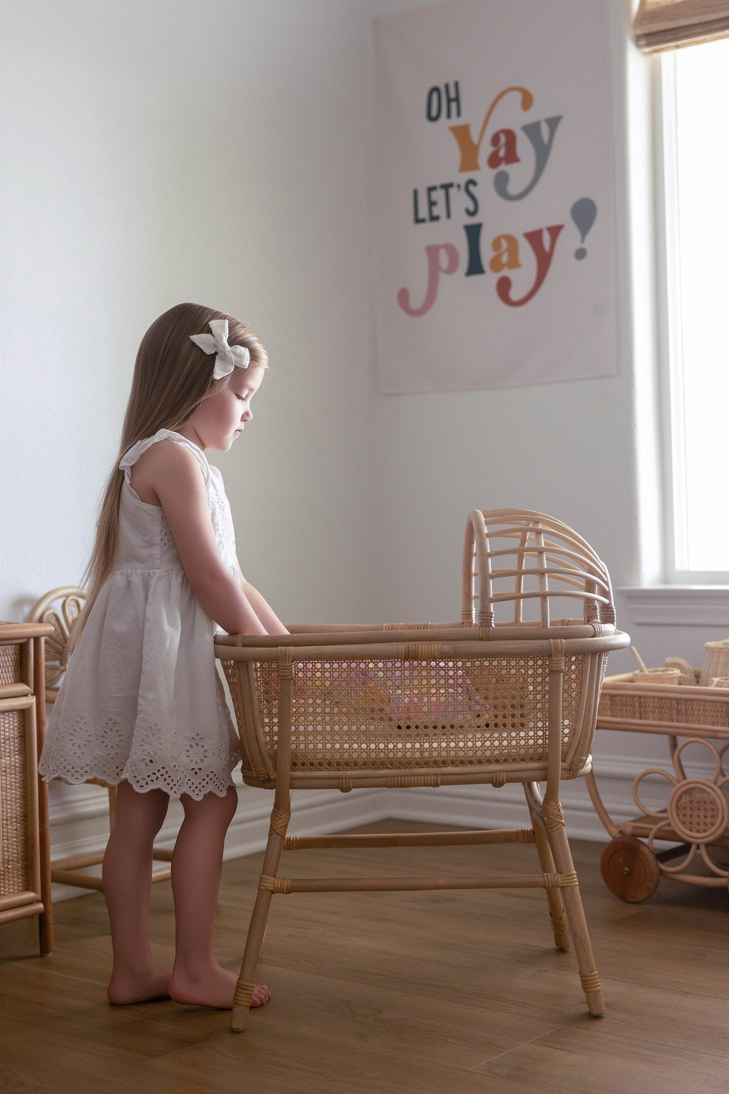 Dreamy Haven Rattan Doll Bassinet - New Larger Size