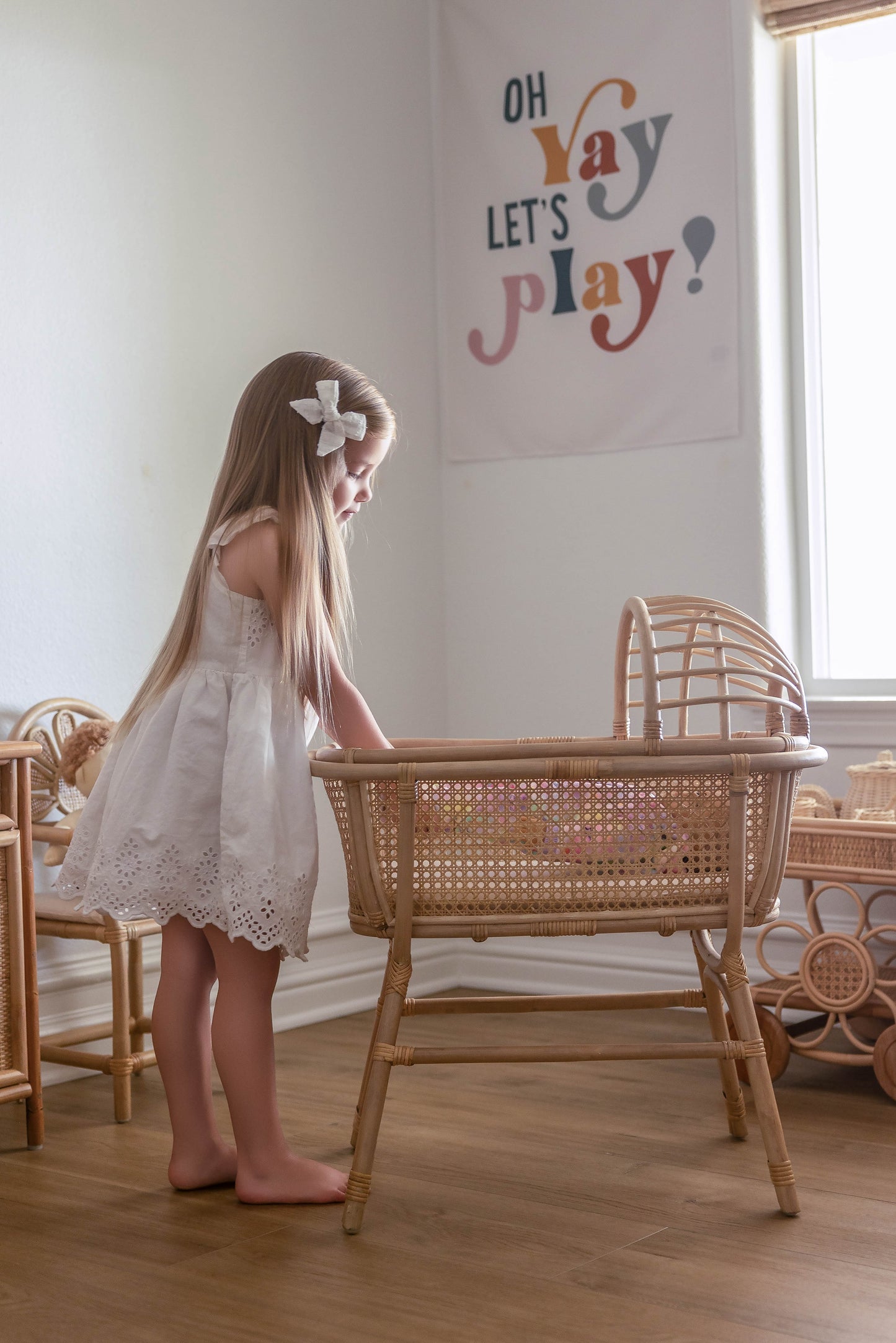 Dreamy Haven Rattan Doll Bassinet - New Larger Size