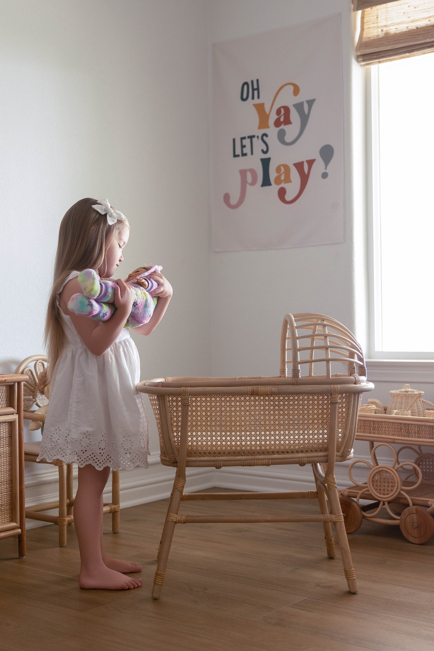 Dreamy Haven Rattan Doll Bassinet - New Larger Size