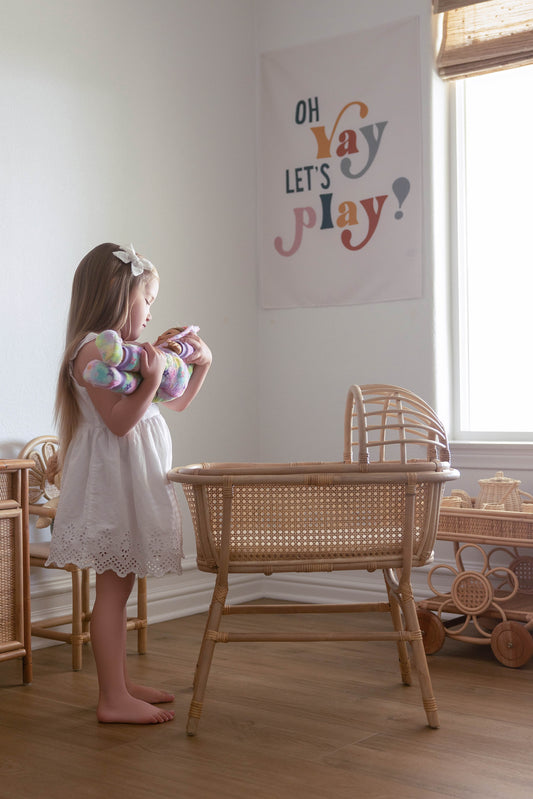 Dreamy Haven Rattan Doll Bassinet - New Larger Size
