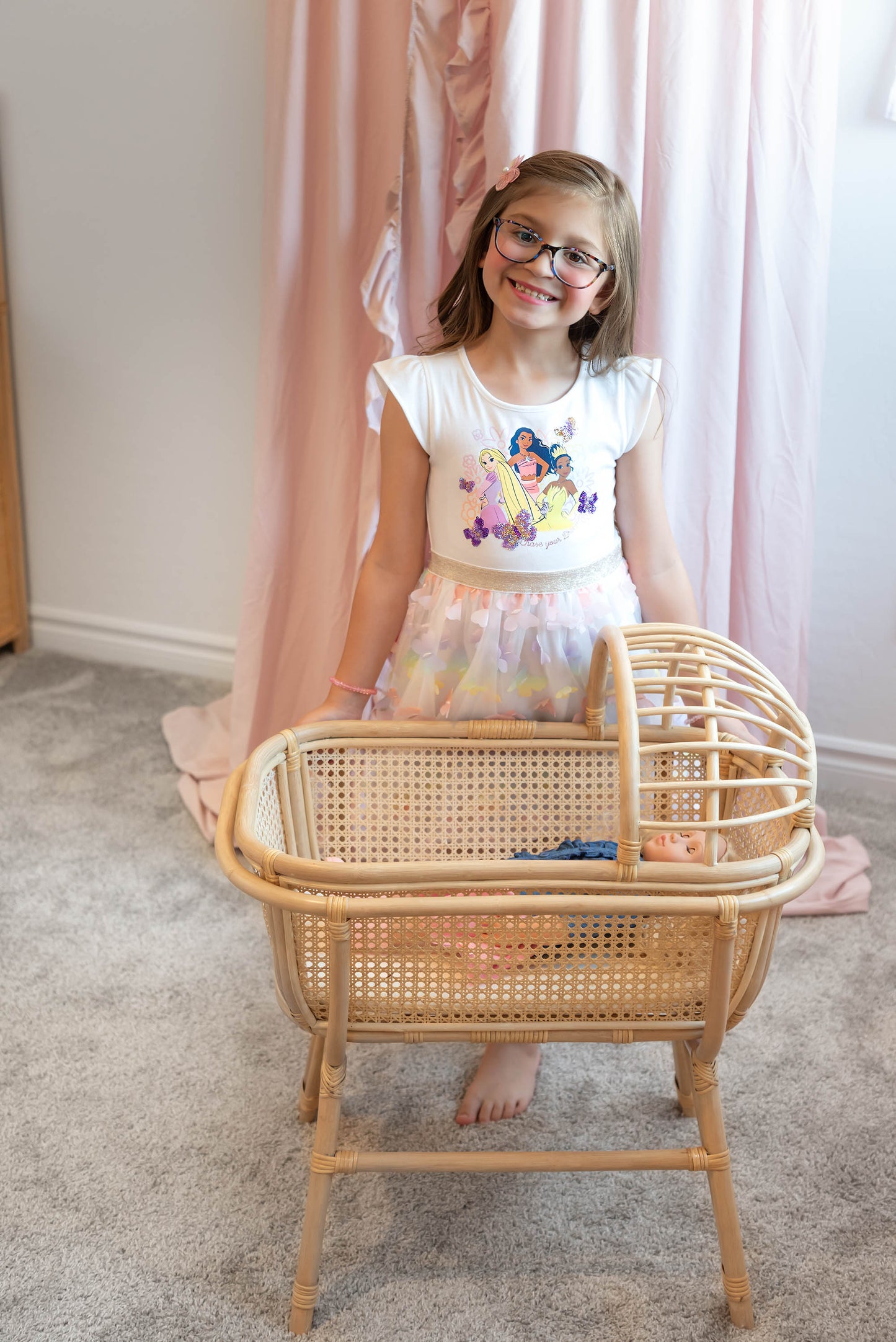 Dreamy Haven Rattan Doll Bassinet - New Larger Size