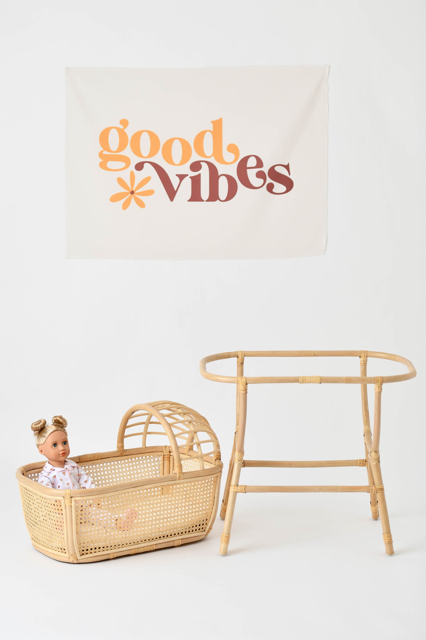 Dreamy Haven Rattan Doll Bassinet - New Larger Size
