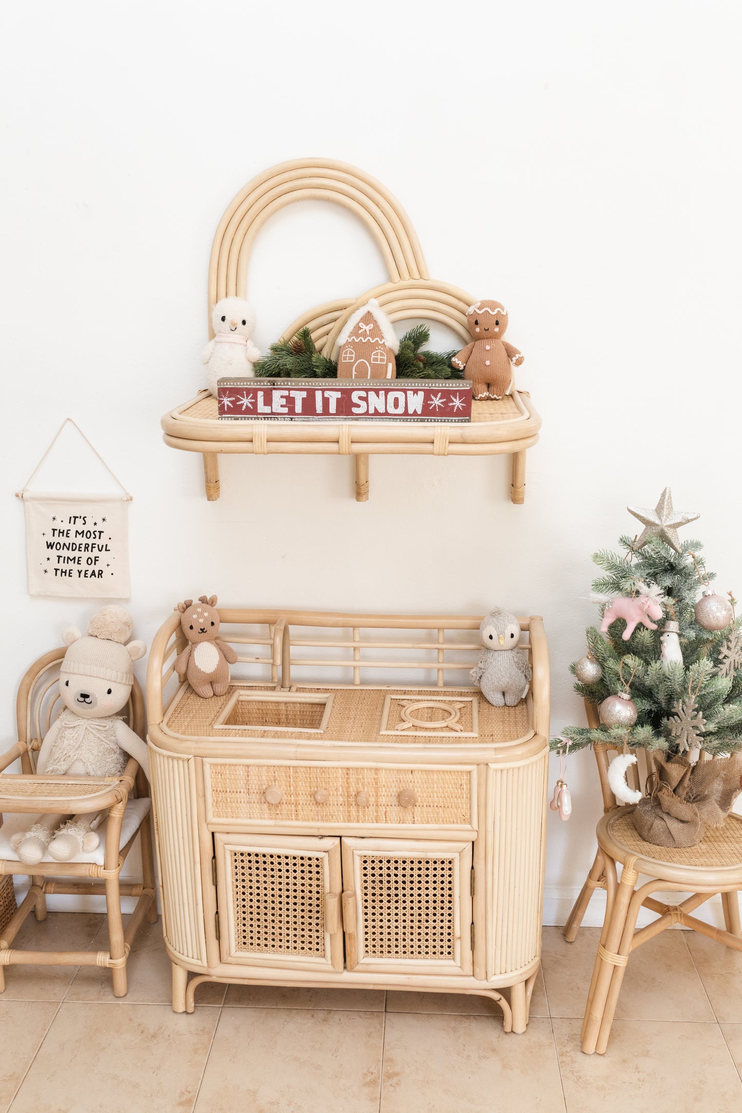 Bohemian Rattan Rainbow Wall Shelf