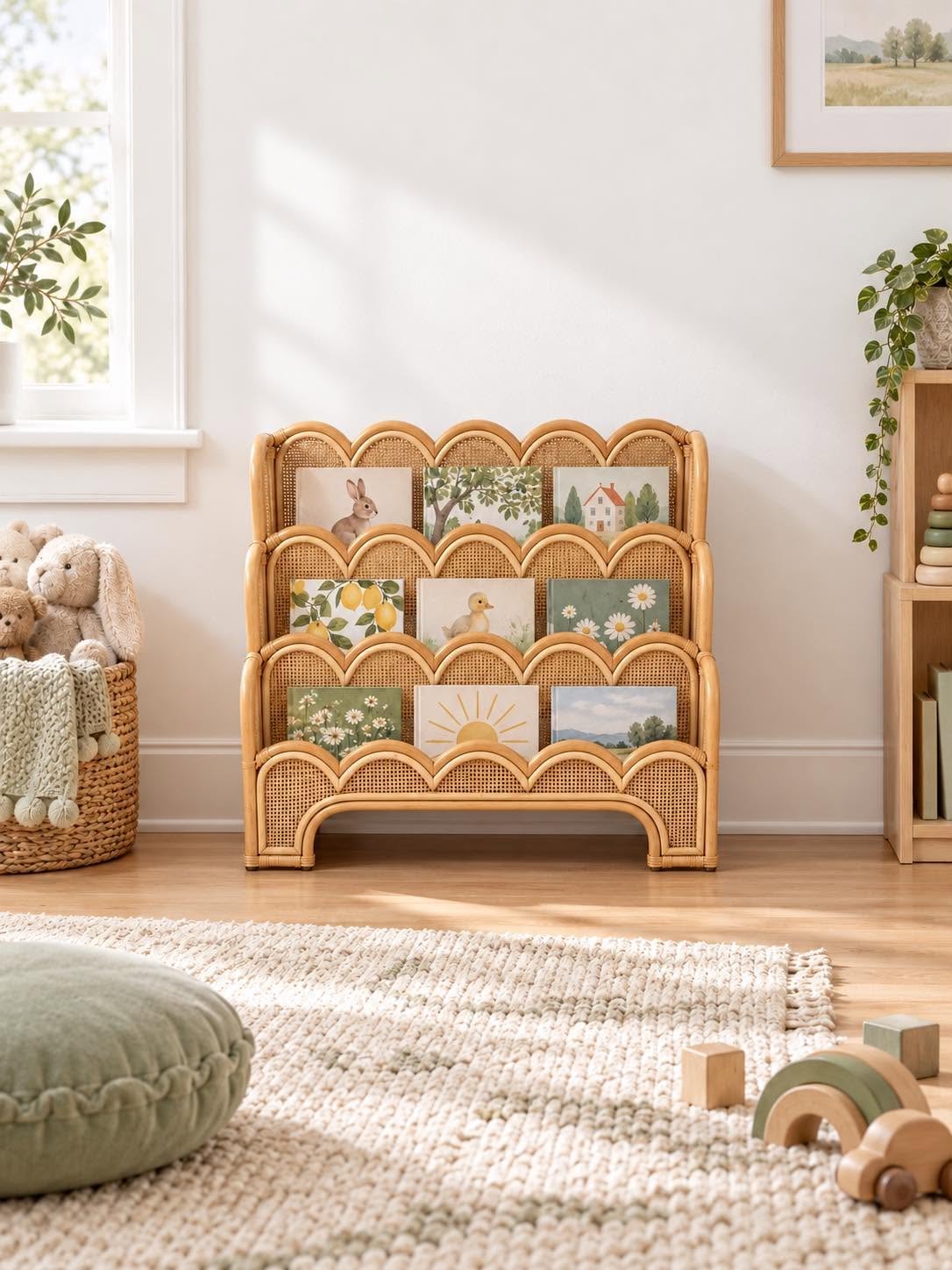 Scallop Rattan Book Shelf