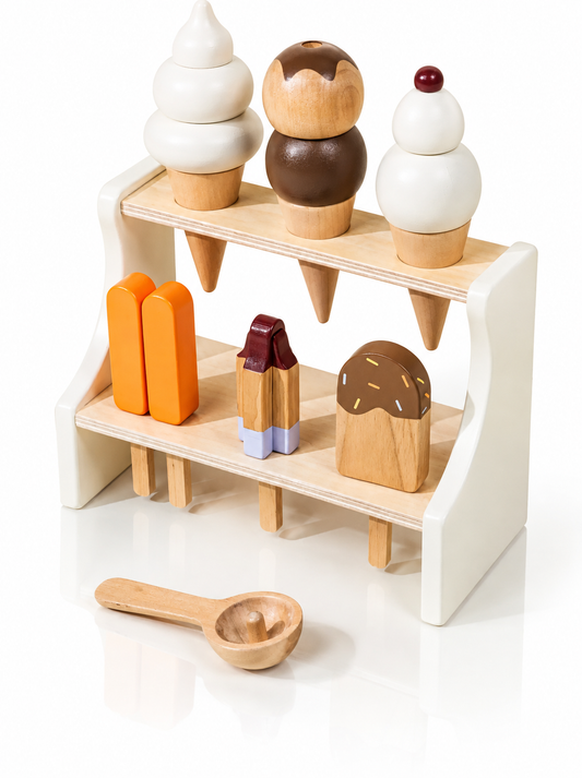 Coco Village Wooden Ice Cream Stand Playset - 15pc