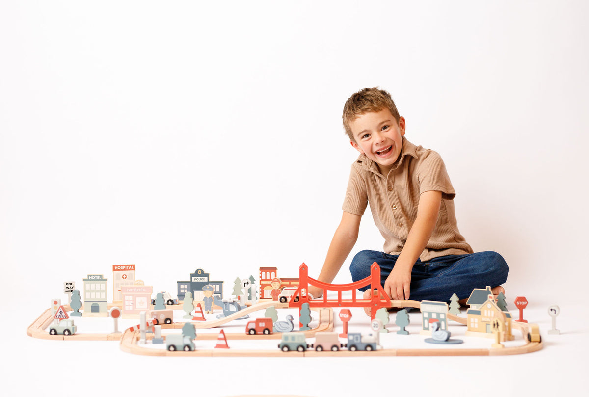 Comfy Cubs 100pc Wooden Train Set