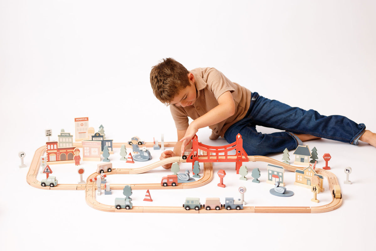Comfy Cubs 100pc Wooden Train Set