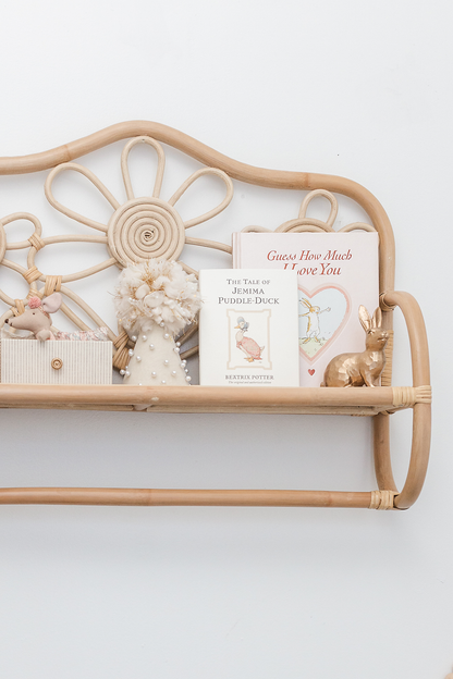 Daisy Whispers Rattan Wall Shelf