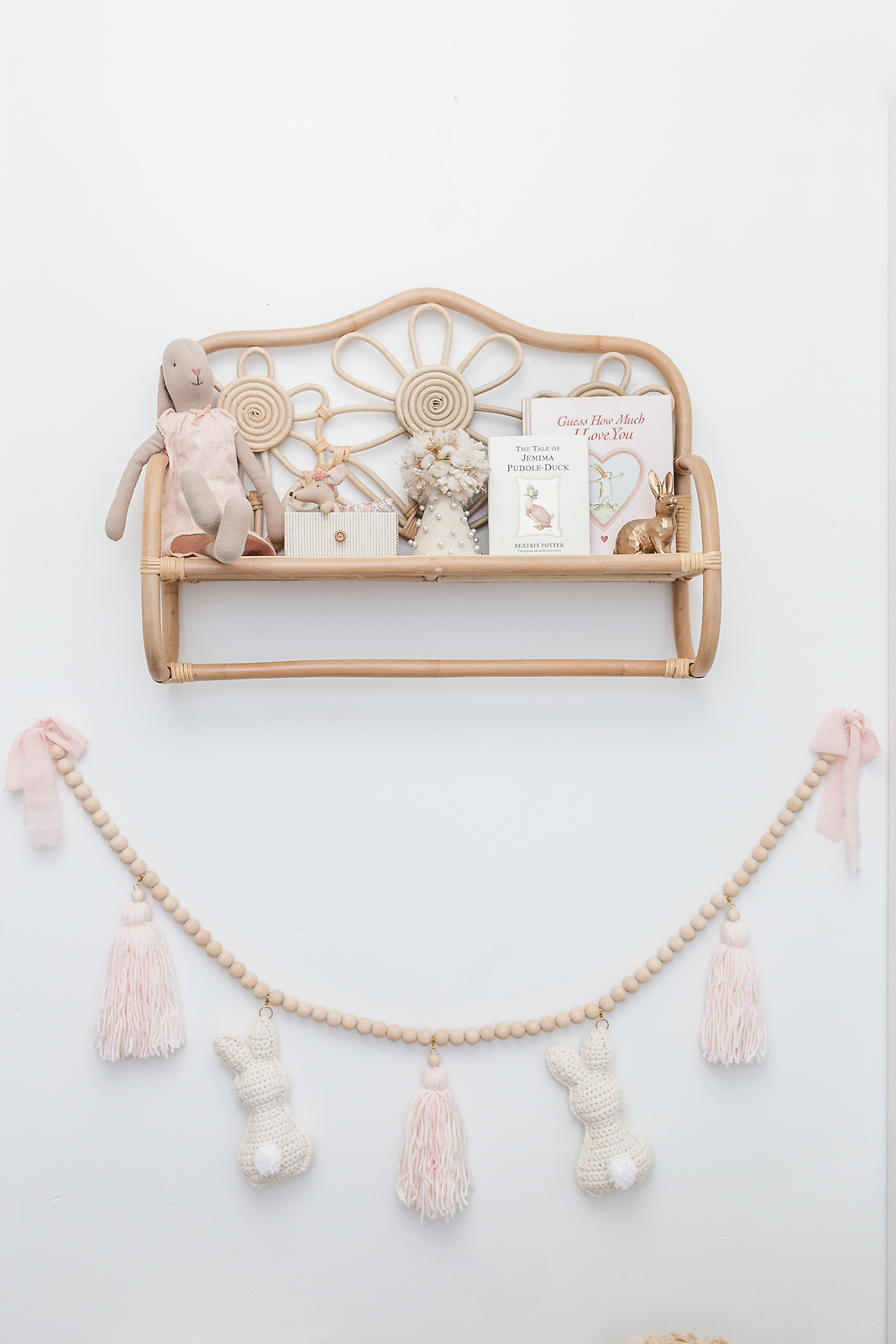Daisy Whispers Rattan Wall Shelf