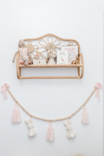 Daisy Whispers Rattan Wall Shelf