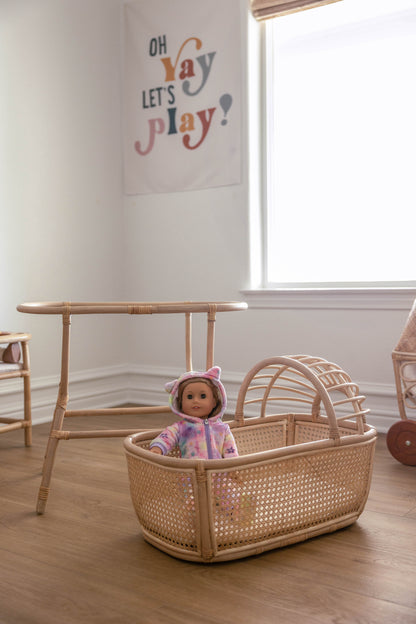 Dreamy Haven Rattan Doll Bassinet - New Larger Size