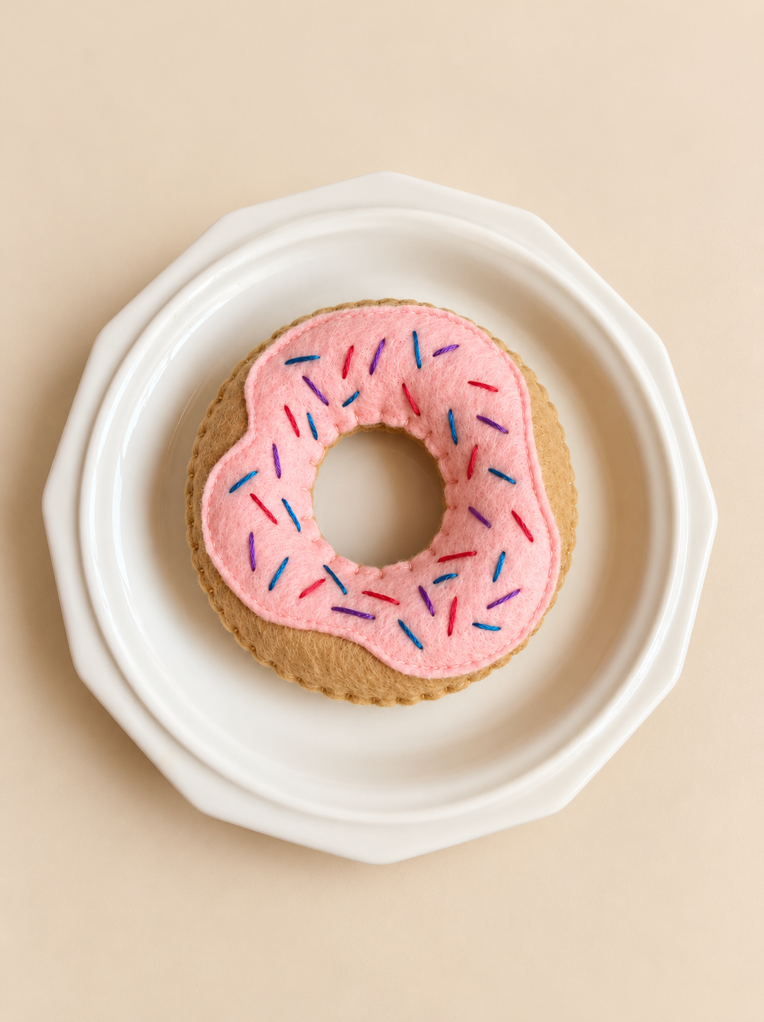 Felted Pink Sprinkle Donut - 1pc