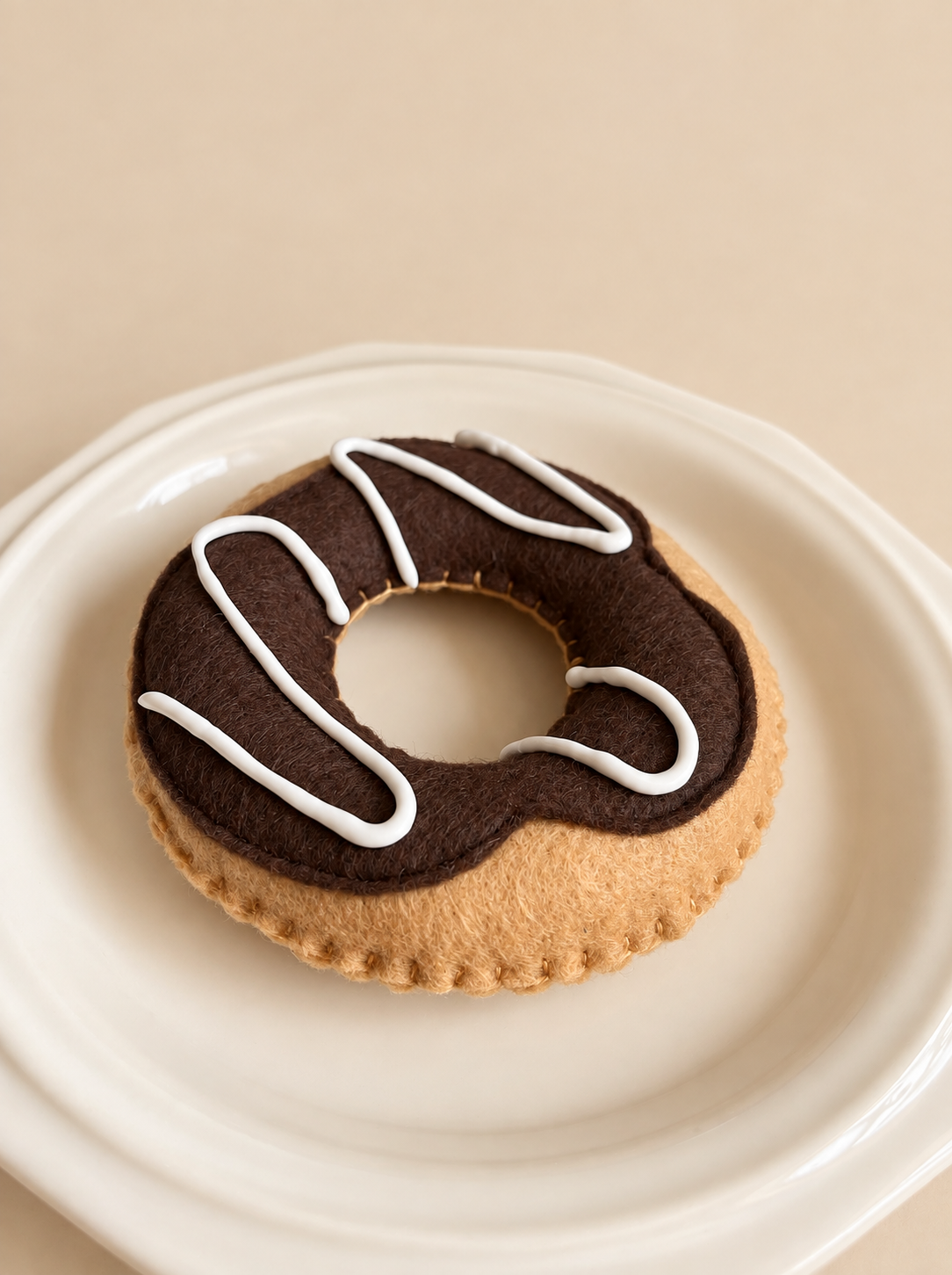 Felted Chocolate Donut - 1pc