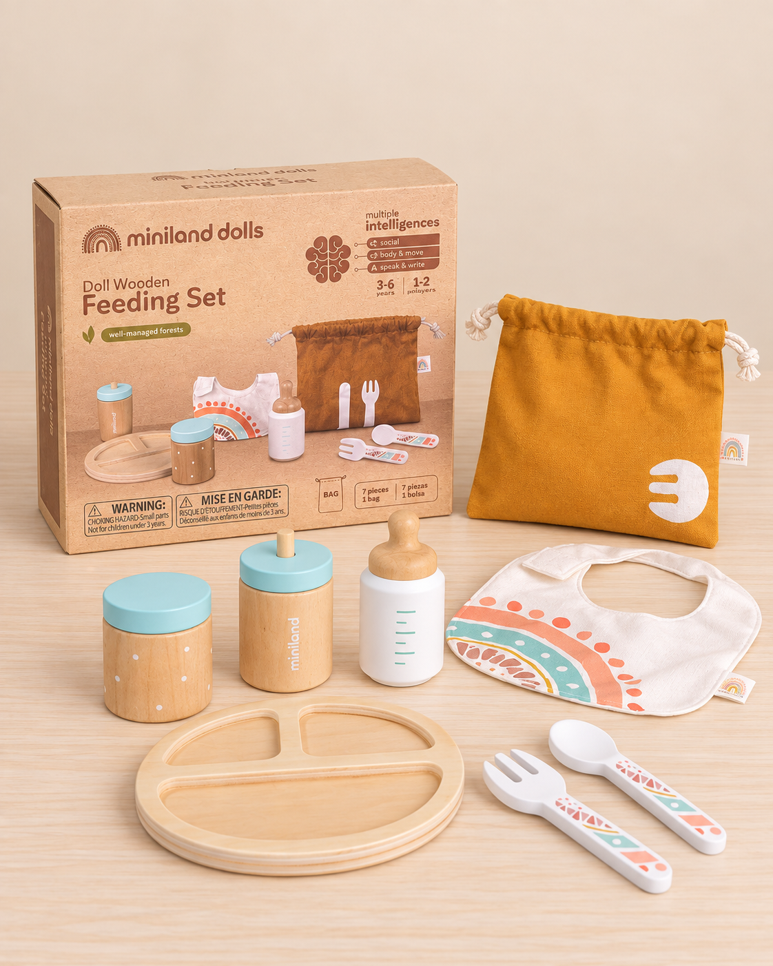 Miniland Dolls Doll Wooden Feeding Set