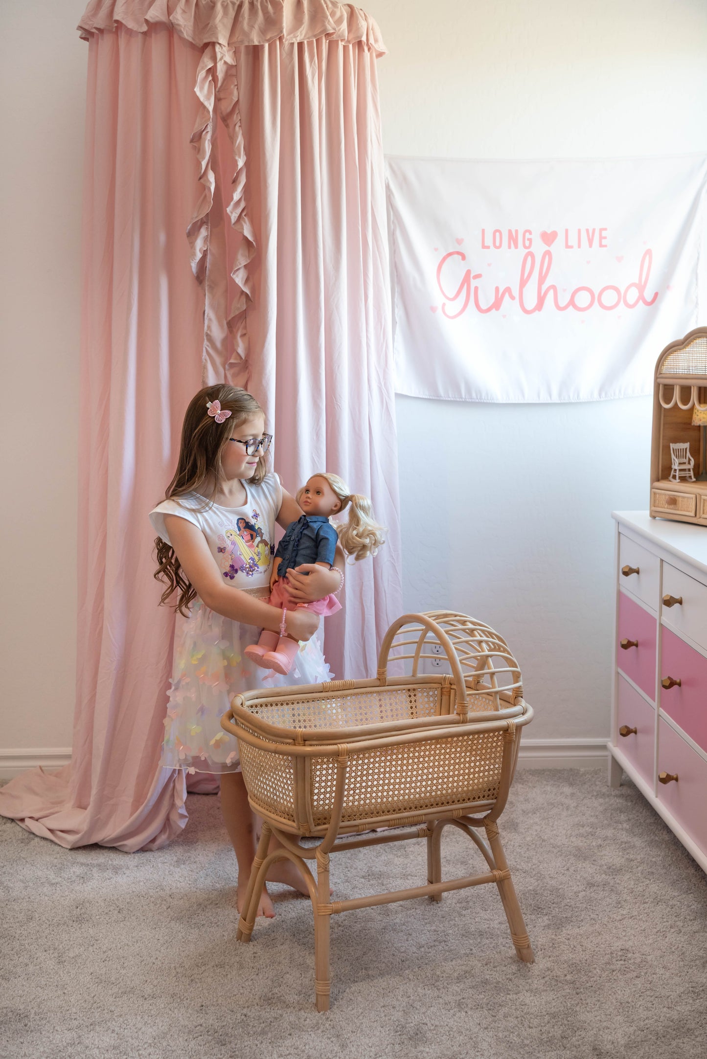 Dreamy Haven Rattan Doll Bassinet - New Larger Size