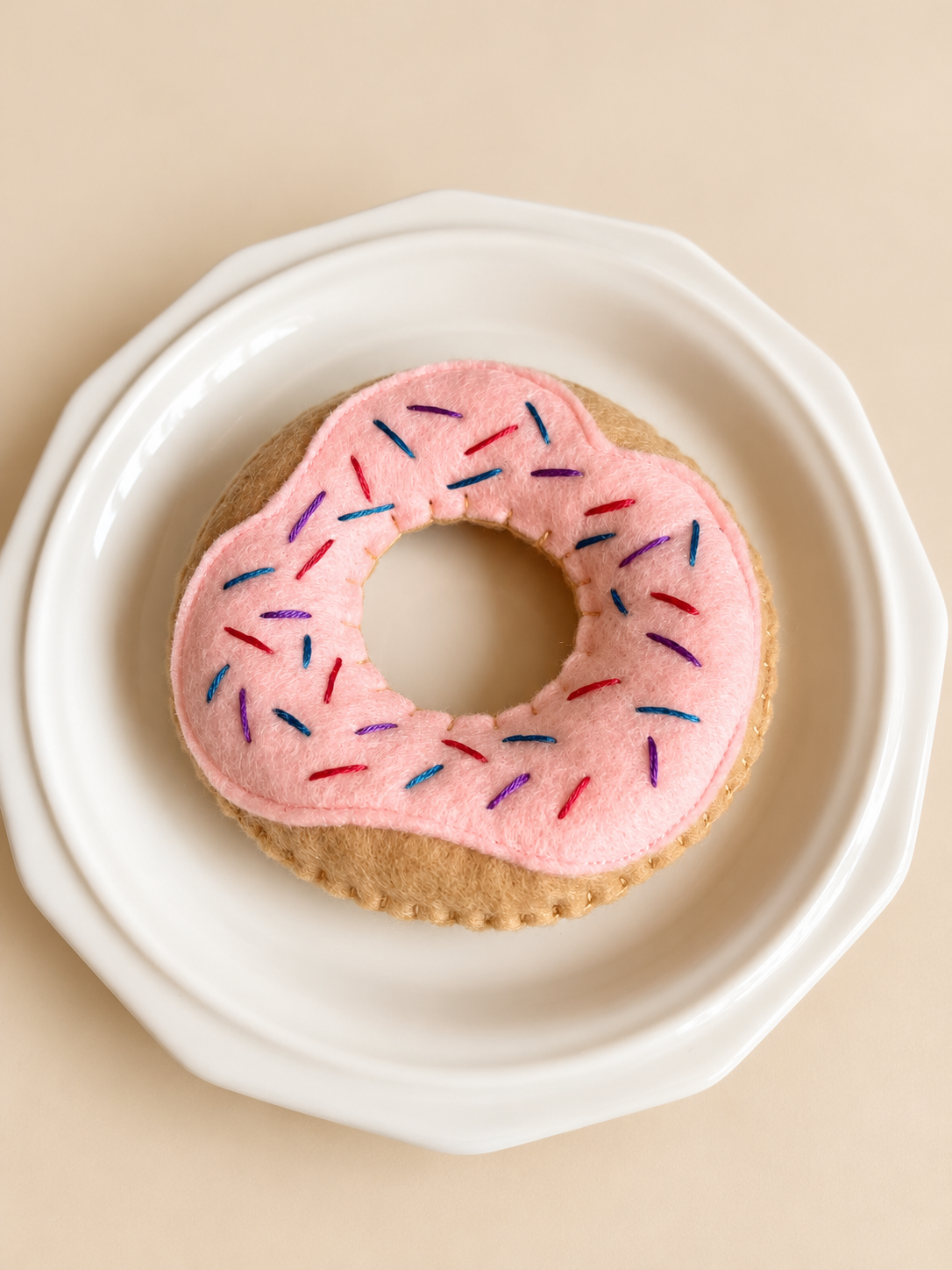 Felted Pink Sprinkle Donut - 1pc