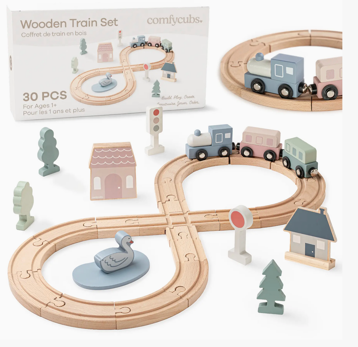 Comfy Cubs 30pc Wooden Train Set