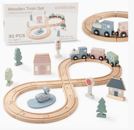 Comfy Cubs 30pc Wooden Train Set