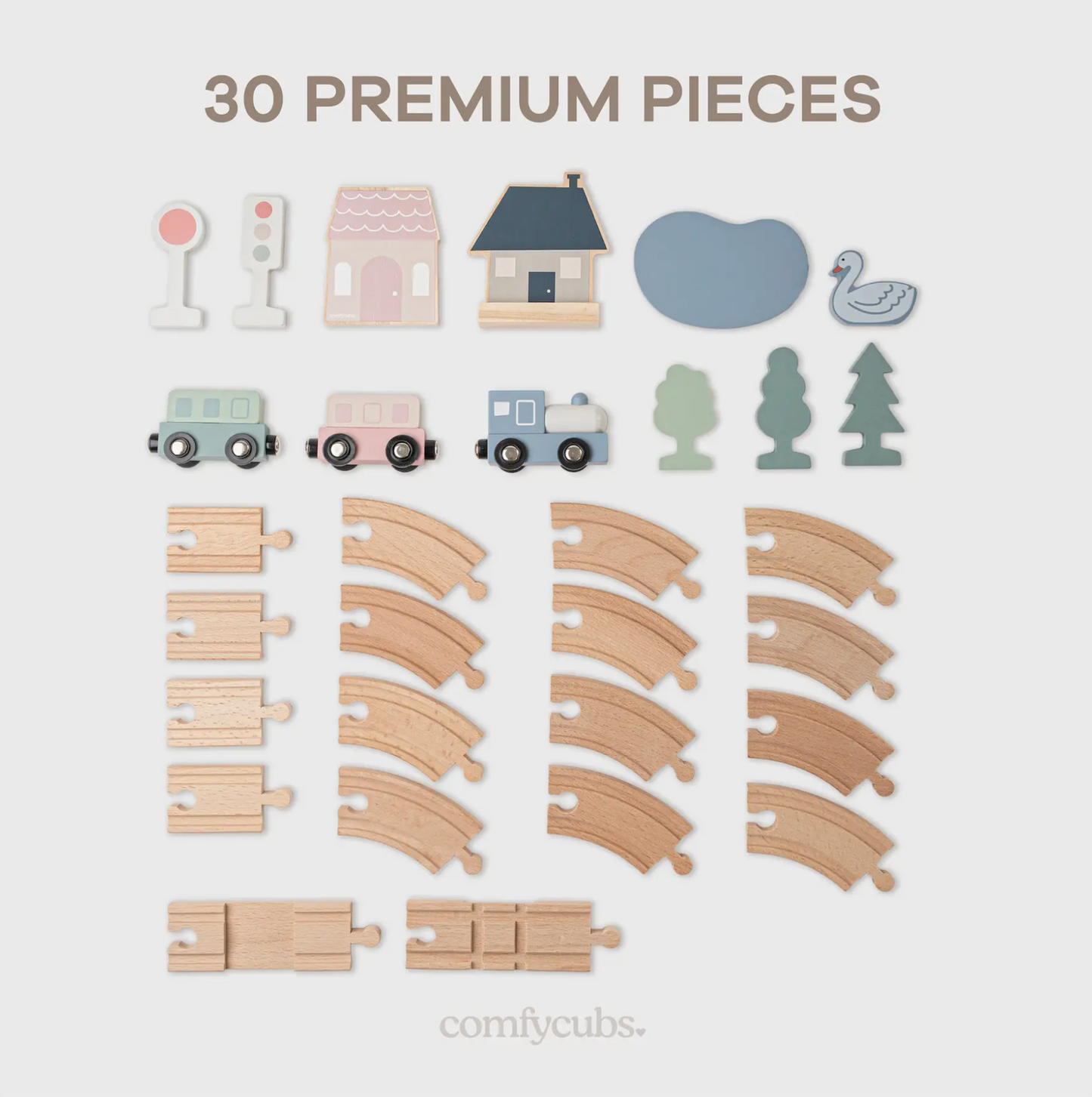 Comfy Cubs 30pc Wooden Train Set