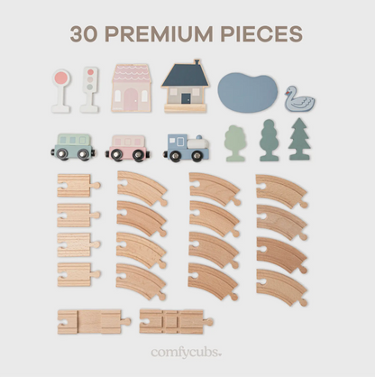 Comfy Cubs 30pc Wooden Train Set