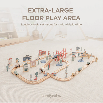 Comfy Cubs 100pc Wooden Train Set