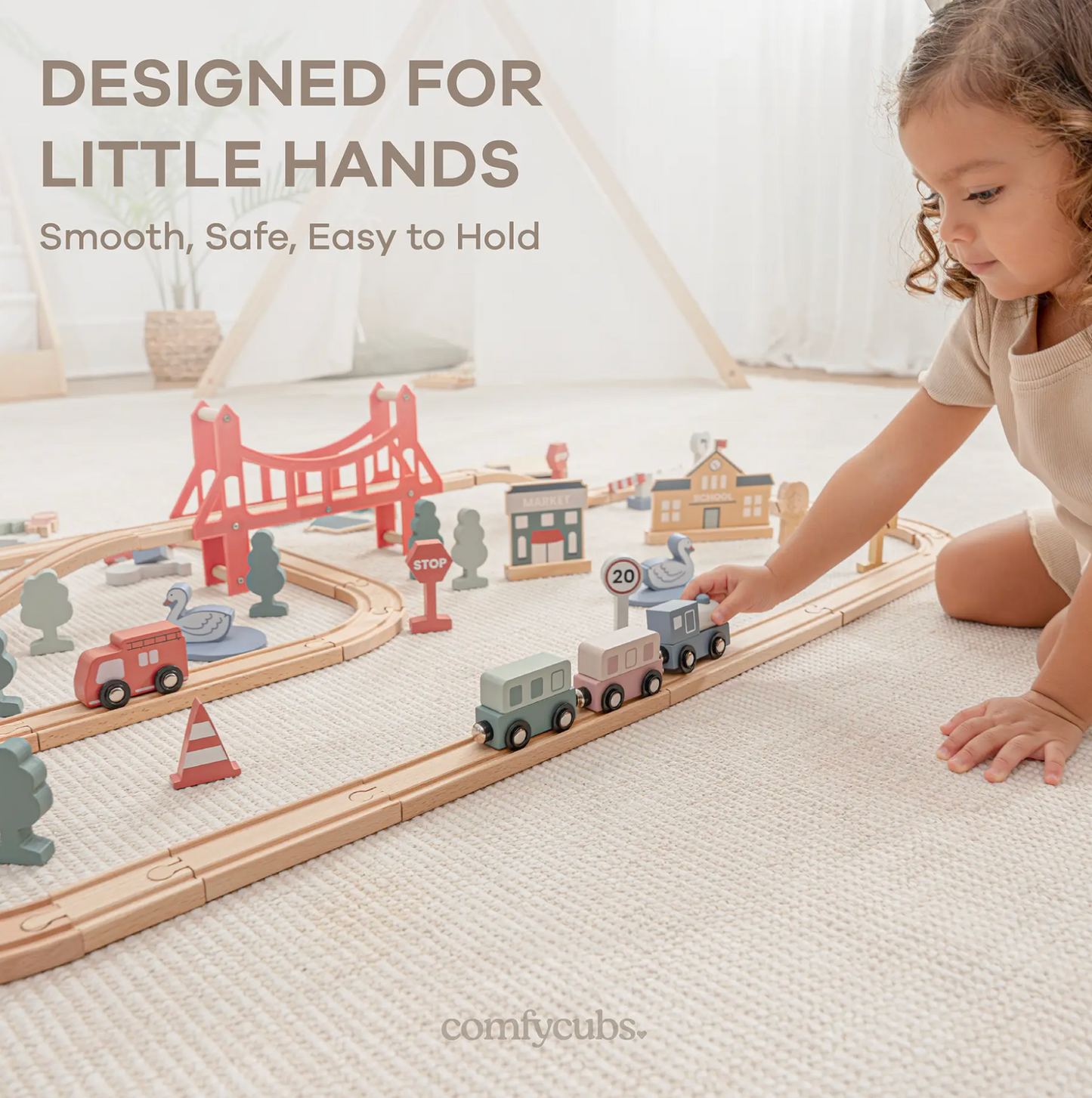 Comfy Cubs 100pc Wooden Train Set