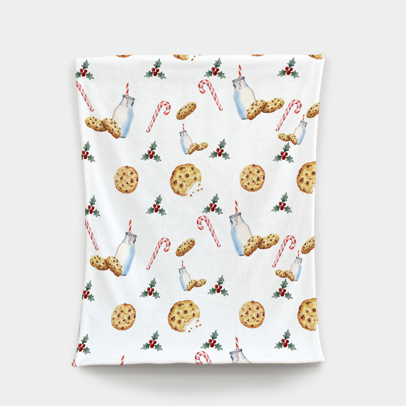 Minky Luxe Designer Blanket - Christmas Milk & Cookies - White