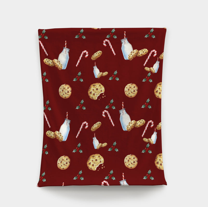 Sherpa Bliss Designer Blanket - Christmas Milk & Cookies - Red