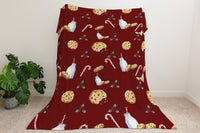 Sherpa Bliss Designer Blanket - Christmas Milk & Cookies - Red