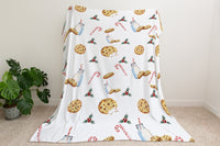 Sherpa Bliss Designer Blanket - Christmas Milk & Cookies - White