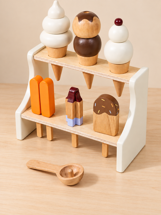 Coco Village Wooden Ice Cream Stand Playset - 15pc