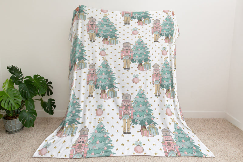 Sherpa Bliss Designer Blanket - Pastel Nutcracker Christmas