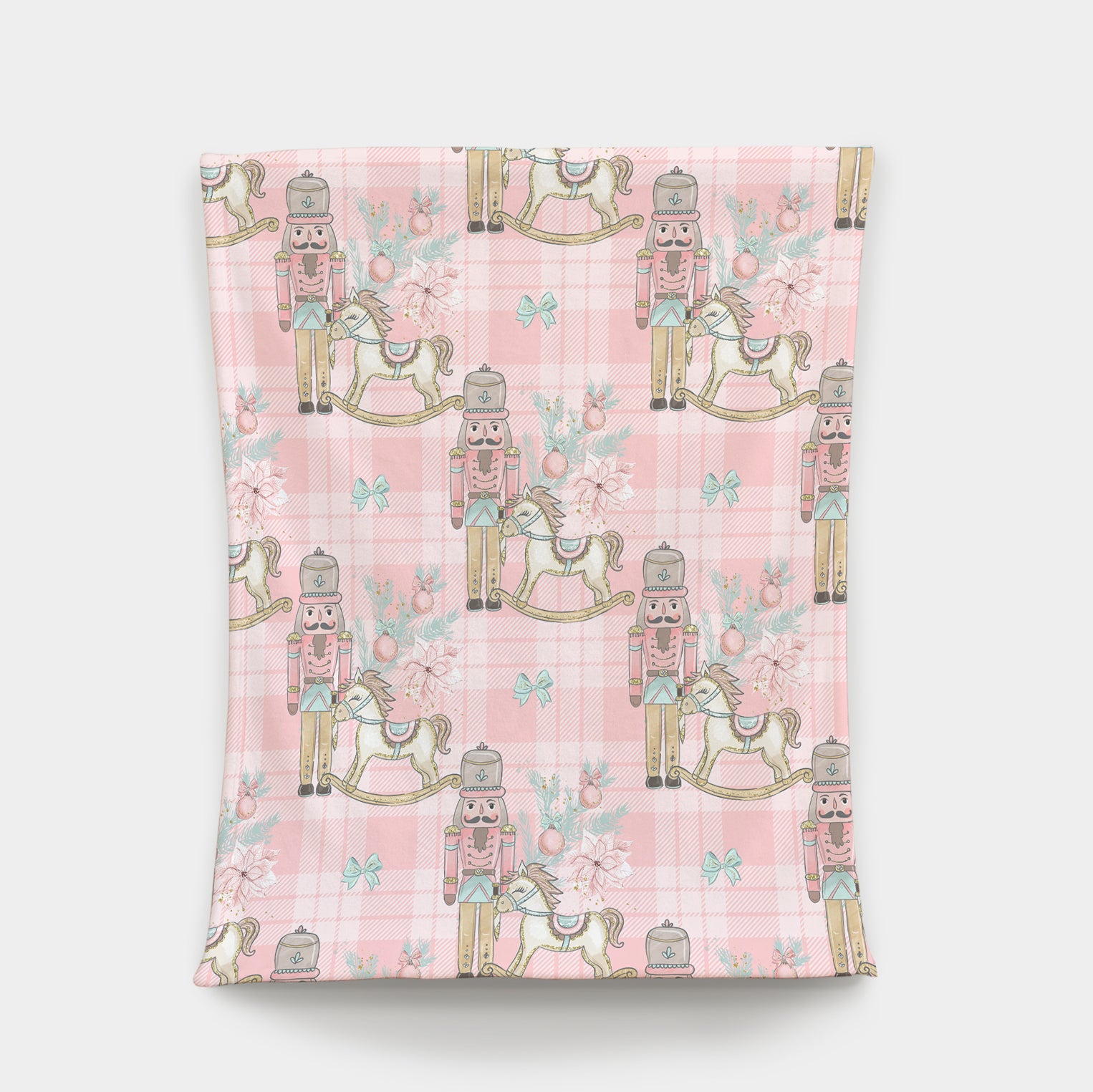 Sherpa Bliss Designer Blanket -  Pretty Plaid Nutcracker - Pink